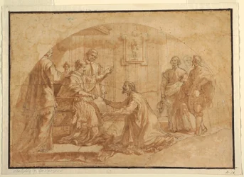 Tegning, pave modtager besøgende, 1590-1646