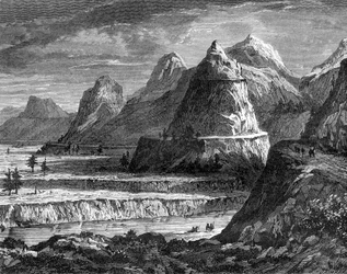 Fraser-flodens terrasser, British Columbia, Canada, 1800-tallet.