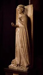 Forår, skulptur fra Årstidernes cyklus, af Benedict Antelami (1178-1233), Baptisteriet i Parma, Emilia-Romagna, Italien