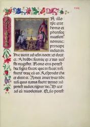W.107 fol.24r Kristus og Nikodemus fra Evangelarium i Santa Giustina skrevet af Laurentius Gazius Cremonensis, 1523-25