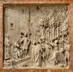 Krypten, Ark af de hellige Marcellinus og Peter Exorcist, Benedetto Briosco 1506-08, Halshugningen af de hellige Marcellinus og Peter