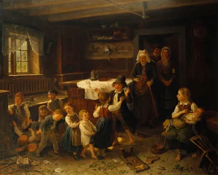 Børn leger i et interiør, 1873