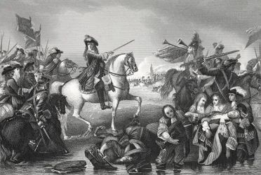 Battle of the Boyne, indgraveret af W. French (litho)