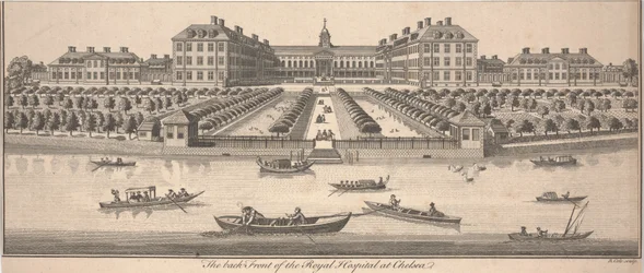 Bagsiden af det kongelige hospital i Chelsea, udgivet 1756 (kobberstik)