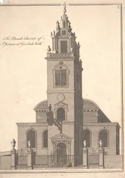 The Parish Church of St. James Garlickhythe, ca. 1750 (gravering)