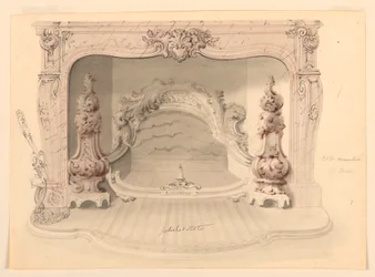 Tegning, rist af støbejern, ca. 1840