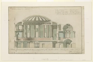 Sektion af US Capitol South Wing, 1803 (pen og blæk med vask på papir)
