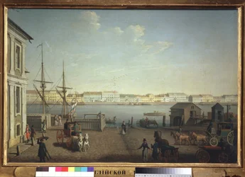 Quai des Anglais i Sankt Petersborg. Maleri af Benjamin Paterssen (1748-1815), olie på lærred, ca. 1790. Svensk kunst