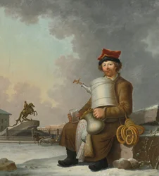 Vendeur de sbiten - Sbiten Sælger i St. Petersborg - Maleri af Benjamin Patersen (Paterssen) (1750-1815)
