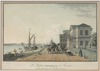Udsigt over Tauride Palace - Benjamin Paterssen (1748-1815). Ætsning, akvarel, før 1806. Statsmuseum for Historien om Sankt Petersborg