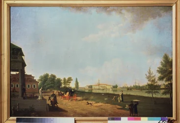 Udsigt over Kamenny Palace (Stenøen), i Sankt Petersborg. Maleri af Benjamn Paterssen (1748-1815), olie på lærred