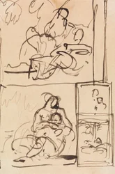 Studie for siddende figurer