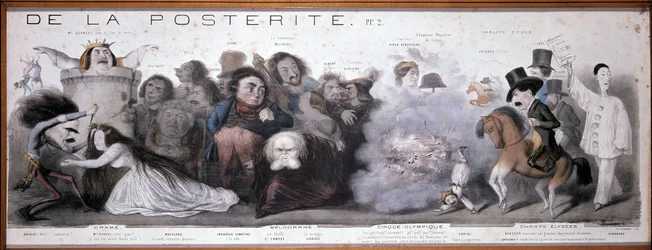Le grand chemin de la postity: repræsentation af tragedie og komedie (Dorval, etc...) - Litografi af Benjamin Roubaud, Maison de Balzac, Paris