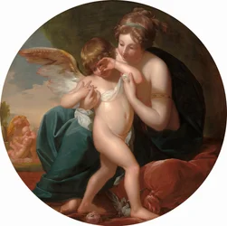 Amor, stukket af en bi, bliver elsket af sin mor