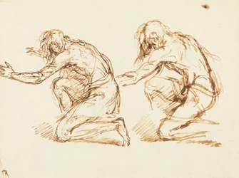To knælende figurer