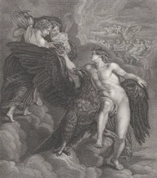 Ganymedes, lænet sig op ad en ørn, modtager bægeret fra Hebe, 1786