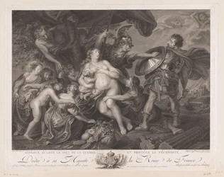 Minerva beschermt fra Vruchtbaarheid tegen March Minerva afskediger krigsguden og beskytter frugtbarheden (titel på objekt)