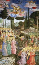Engle i et himmelsk landskab, den venstre væg af apsis, fra Magi-cyklussen i kapellet ca. 1460 (for detaljer se 83051)