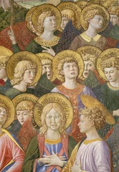 Englekor, detalje fra Magiernes rejse i kapellet, ca. 1460 freskodetalje af 70615