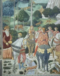 Giuseppe, patriarken af Konstantinopel, som en af de tre konger, detalje fra kongernes rejse-cyklus i kapellet, ca. 1460 (freskomaleri)