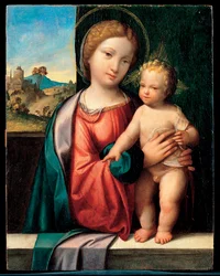 Jomfruen og barnet (Madonna med barnet) - Maleri af Benvenuto Tisi da Garofalo (Il Garolafo) (1481-1559), olie på træ, 47,5x37,5 cm