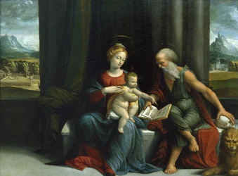 Madonna and Child og St. Jerome, ca. 1530