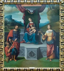 Madonna og Child troner med St Martin og St Rosalia