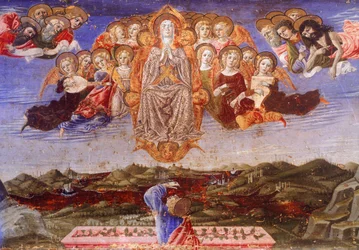 Predella of the Assumption of the Virgin, af Benvenuto di Giovanni (1436-1518), Detail