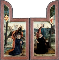 Triptykon med Sankt Peter og Sankt Anne, foran, 1500-tallet.