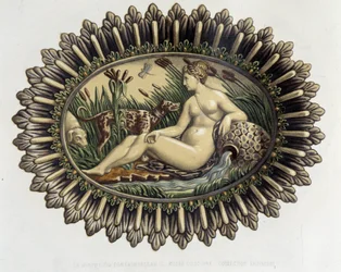 The Nymph of Fontainebleau - Keramisk fad, i "The work of Bernard Palissy" af C. Delange og C. Borneman, Paris