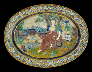 Den smukke keramiske plantekasse i glaseret ler af Bernard Palissy (1510-1589)