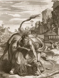 Achelous i form af en tyr er besejret af Hercules, 1731