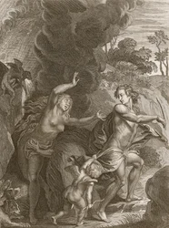 Orpheus, der fører Eurydice ud af helvede, ser tilbage på hende og mister hende for altid, 1731