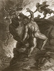 Sisyfos skubber sin sten op ad et bjerg, 1731