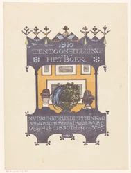 Annonce for sten- og bogtrykkeriet Dieperink & Co 1910 Udstilling af bogen (titel på objekt)