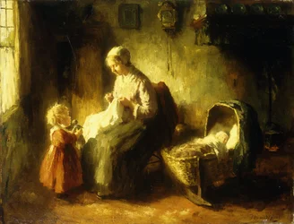 Mors lille hjælper (olie på lærred)