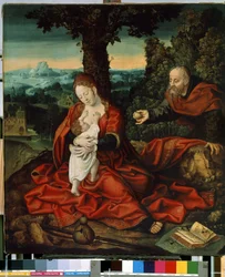 ""Le repos durant la fuite en Egypt"" (Hvil på flugten til Egypten) Peinture de Bernard van Orley (Barend, Barent, Bernaert van Brussel