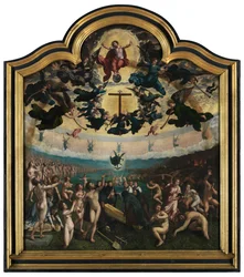 Den sidste dom og de syv barmhjertighedsværker, midterpanel (olie på panel)