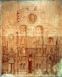 Facade af katedralen (duomo) i Firenze. Tegning i pen og blod af Bernardino Poccetti (Bernardino Barbatelli) (1548-1612) Dim. 101x58 cm Firenze, Museo del 