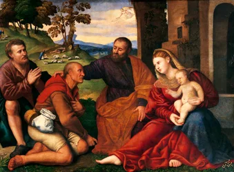 Tilbedelse af hyrder, af Bernardino Licinio (1489-1565)