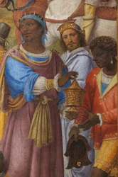Detalje om tilbedelse af de tre kloge mænd, Presbytery eller Main Chapel (fresco)