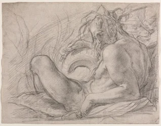 The River God Tiber (Studér for en fresco, Miracle of the Snow eller Foundation of Santa Maria Maggiore, Rom i Canigiani-kapellet i S. Felicita, Firenze)