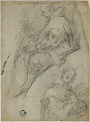 To Studier af Karteusere (recto); Tre skitser af hoveder af karteusere (verso)