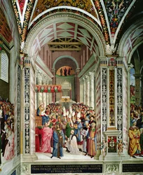 Aeneas Sylvius Piccolomini (1405-64), valgt til pave med navnet Pius II, går ind i St. Peters 3. september 1458
