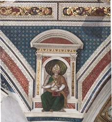 St. Ambrosius, detalje af kirkens læger (fresco