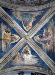 Historien om den hellige Bernardin, evangelisterne (Tetramorph) (Fresco, ca. 1486)