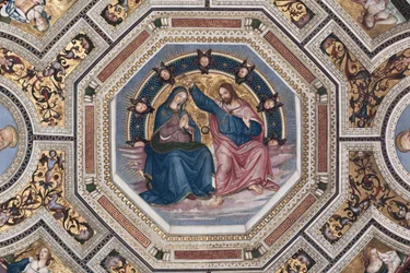 Jomfruens kroning, korets hvælv, af Pinturicchio (Bernardino di Betto) (1454-1513) - 1508-1510, basilikaen Santa Maria del Popolo (kirken Santa Maria del Popolo), Rom