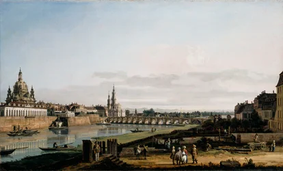 Dresden fra Elbens højre bred, over Augustusbroen