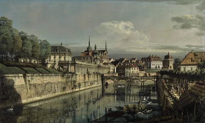 Tysk: Dresden, am Zwinger Udsigt til Zwingers voldgrav