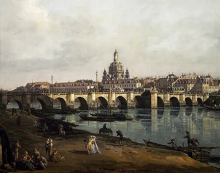 Udsigt over Dresden fra Elbens højre bred opstrøms fra Augustusbroen, ca. 1750